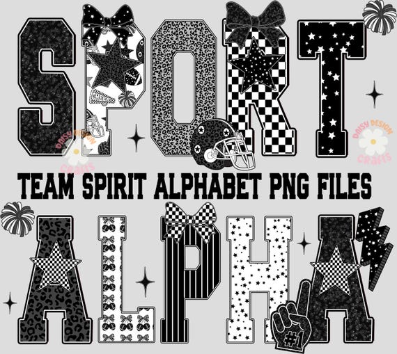 Game Day Sport Alphabet PNG, Varsity Letter A-Z, School Spirit