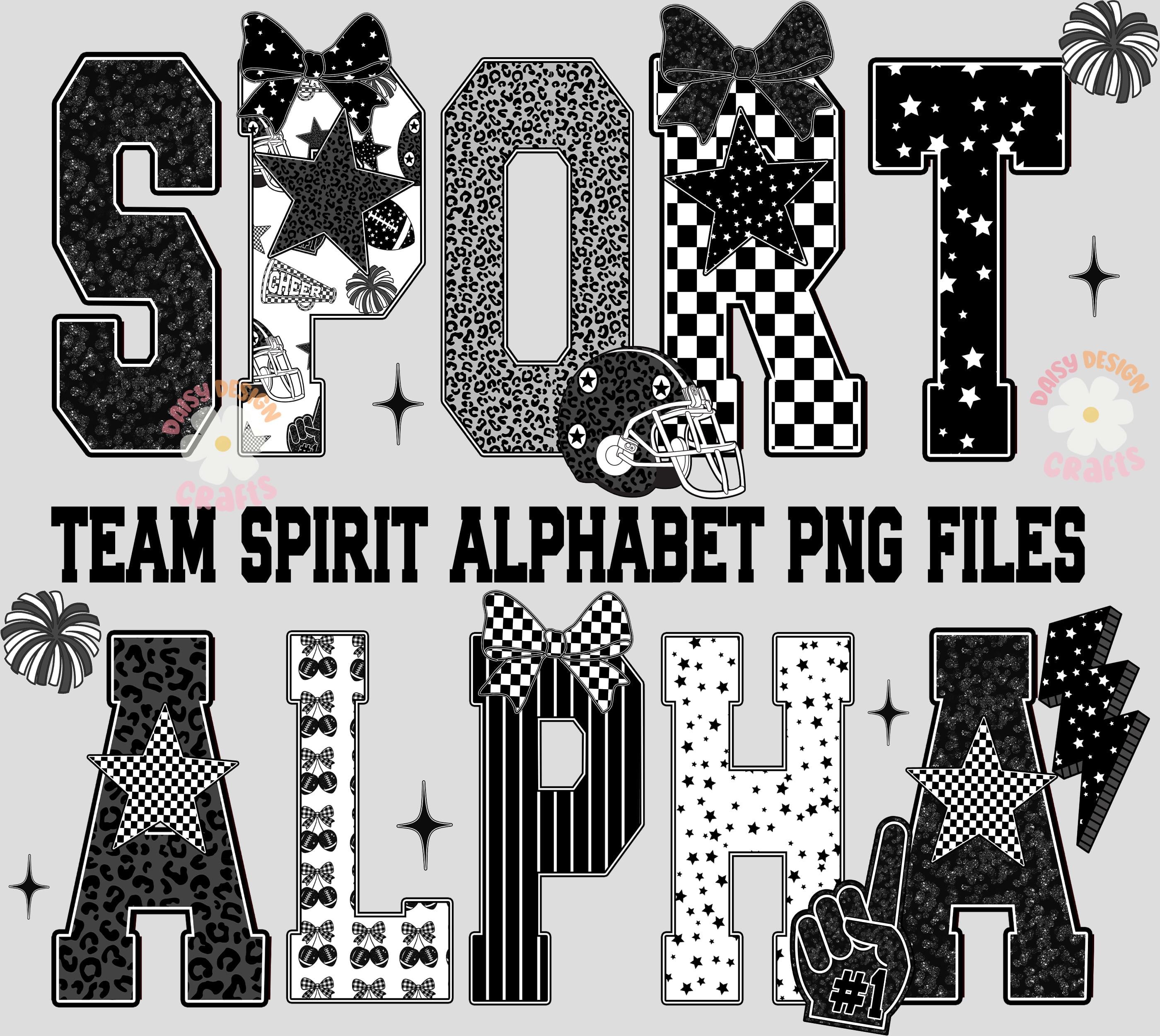 Game Day Sport Alphabet PNG, Varsity Letter A-Z, School Spirit