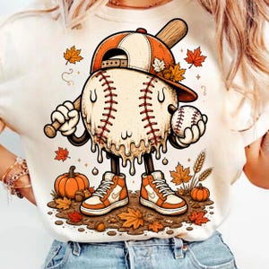 Ice Drip Fall Baseball PNG, Baseball Pumpkin Shirt PNG, Autumn Game Day Sublimation, Vintage Baseball Season, Retro Fall Design