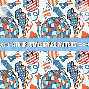 Retro 4th of July Digital Paper, 4th Of July Backgrounds, Printable Digital Paper, Usa Seamless Repeat Pattern, Floral seamles pattern