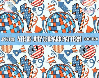 Retro 4th of July Digital Paper, 4th Of July Backgrounds, Printable Digital Paper, Usa Seamless Repeat Pattern, Floral seamles pattern