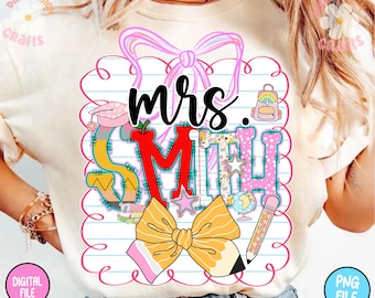 Custom Teacher Name Png, Custom Teacher Design Png, Retro Teacher Png, Custom your name png, Teacher png, Trendy Teacher Sublimation