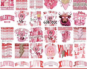 Retro Valentine Png Bundle, Love png, Heart Png, valentines day png, Groovy valentine png, Valentine Sublimation Design, Valentine Shirt Png