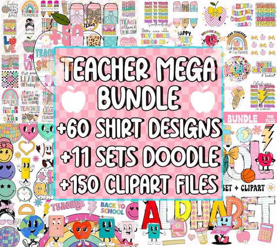 Boho Teacher Sublimation PNG Designs Bundle, Trendy School Sublimation Graphic, Back to School Png Teacher Appreciation Gift