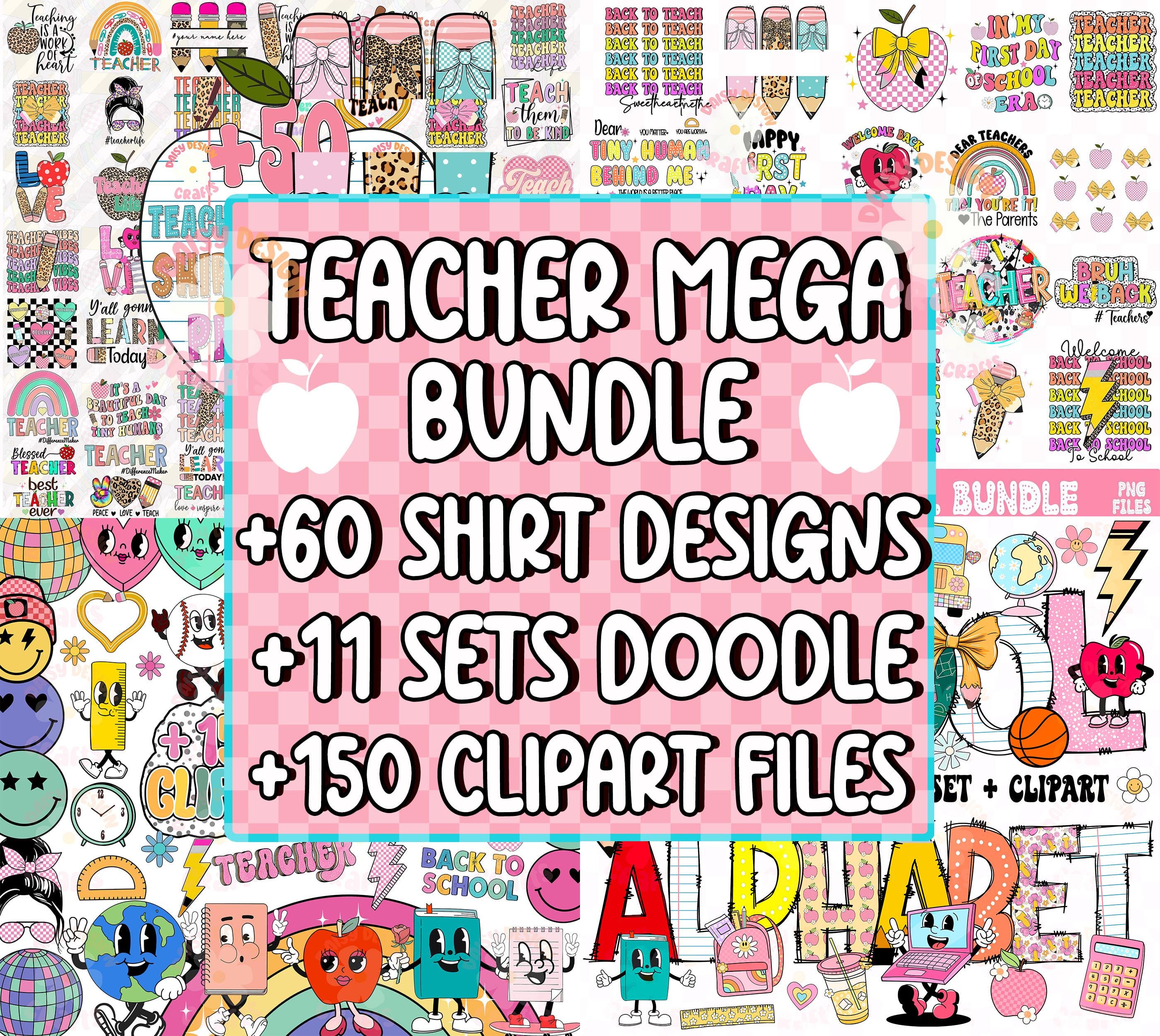 Teacher Mega Bundle PNG, Preppy Teacher Png, Back to School Png, Retro Teacher Png Bundle, Teacher Appreciation Png, School Mega Bundle png