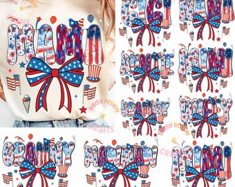 Familiebundel 4 juli, American Mama png, retro 4e png-bundel, Amerikaanse mama mini png, 4 juli png, vaderlandslievend shirt png, png-bundel