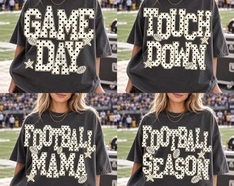 Football PNG Bundle, Game Day Touch Down Football Mama Season, Trendy Polka Dot Glitter Varsity Sublimation Design, Digital Download