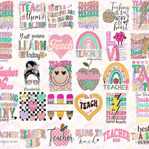 Retro Teacher Png Bundle, Teacher Shirt Png, Teacher Appreciation, Teacher Sublimation design, Loved Teacher Png, Retro Png Bundle, Png File