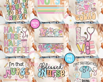 Retro Nurse Png Bundle, Nurse Png, Nurse Sublimation Design, Cute Nurse Design Png, Nurse Life Png, Nursing Shirt Design, Nurse Png Bundle