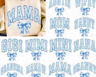 Blue Chinoiserie Png Bundle, Floral Chinoiserie Png, Chinoiserie Png, Mama Shirt Png, Chinoiserie Design, Floral Mama Png, Varsity Mama Png