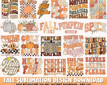 Retro Autumn Thanksgiving Png Svg Bundle, Fall Sublimation Png, Floral Fall Pumpkin PNG, Fall svg, Fall Shirt Png, Trendy Fall Autumn Shirt