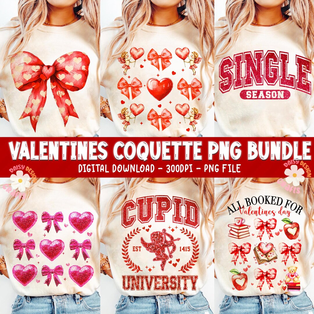 Valentine PNG Bundle Coquette Glitter Valentine Heart Loved Mama Png ...