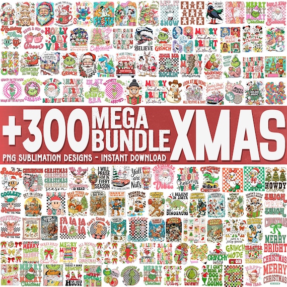 200+ Christmas PNG Bundle, Christmas png, merry & bright png, floral coquette png, Holiday Shirt Design, Sublimation Design, Mega Bundle Png