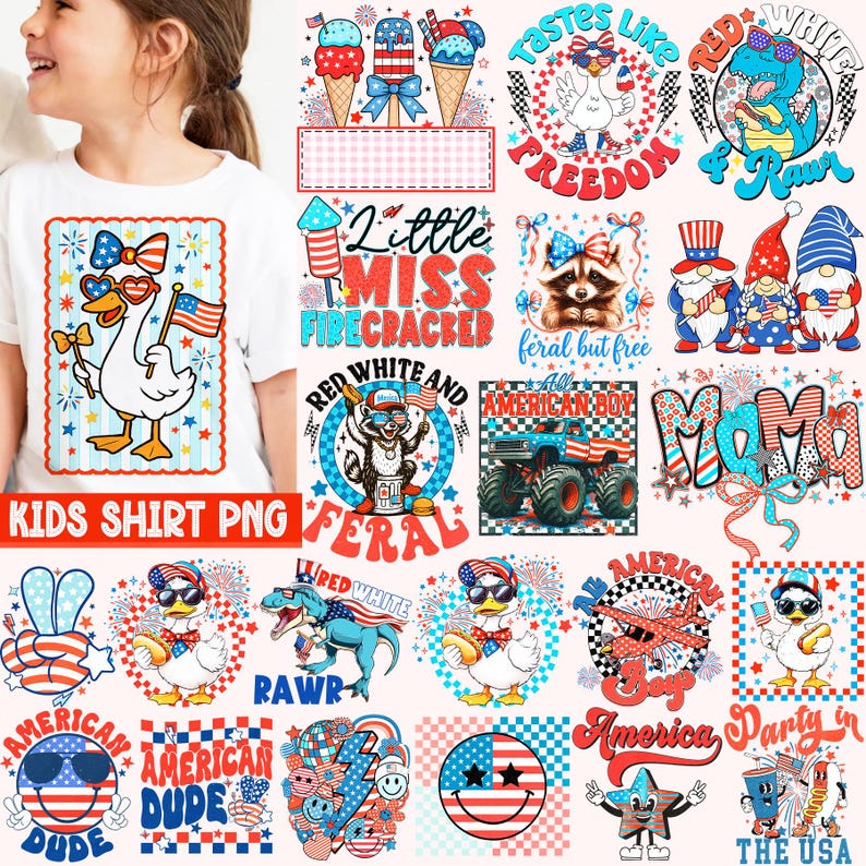4th of july png Bundle, Kids 4th of July png Bundle, Retro Patriotic png, 4th July Png Girl Toddler, Fourth Of July png, American boys png image 1
