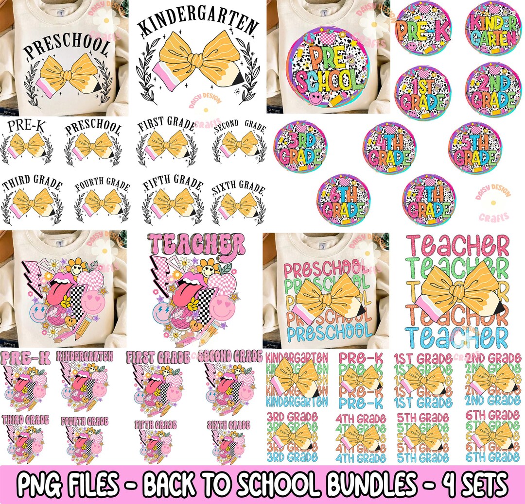 Retro Back to School Png Bundle, Back to School Mega Bundle, Teacher ...