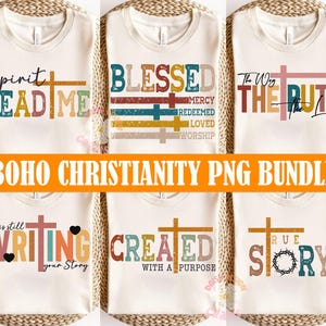 Boho Christian Svg png Bundle, Religious svg bundle, bible verse svg, Psalm svg, jesus svg, god svg, Faith svg, Retro Sublimation designs