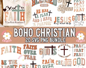 Boho Christian svg Png-Bundle, Ärmel-Shirt-Design, Christian SVG-Bundle, buntes christliches Design png, Christentum Png, Bibel-Vers svg