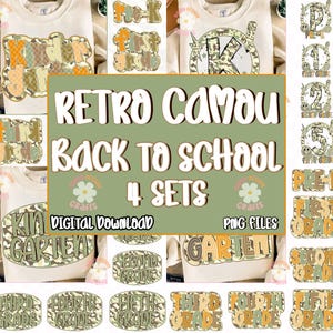 Retro Back to School Boys PNG Bundle, Kindergarten Design, First Day PNG, Pre-K to Third Grade Png, Retro Camou png, Back to school boys png