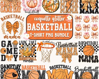 Glitzer Basketball Mom PNG Bundle, Retro Spieltag (Digitaler Download)