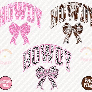 Western Coquette Howdy PNG, Cowhide bow png, Western Mama Design, Western Sublimation Design, Howdy Png, Cowgirl Png, Western Shirt Png