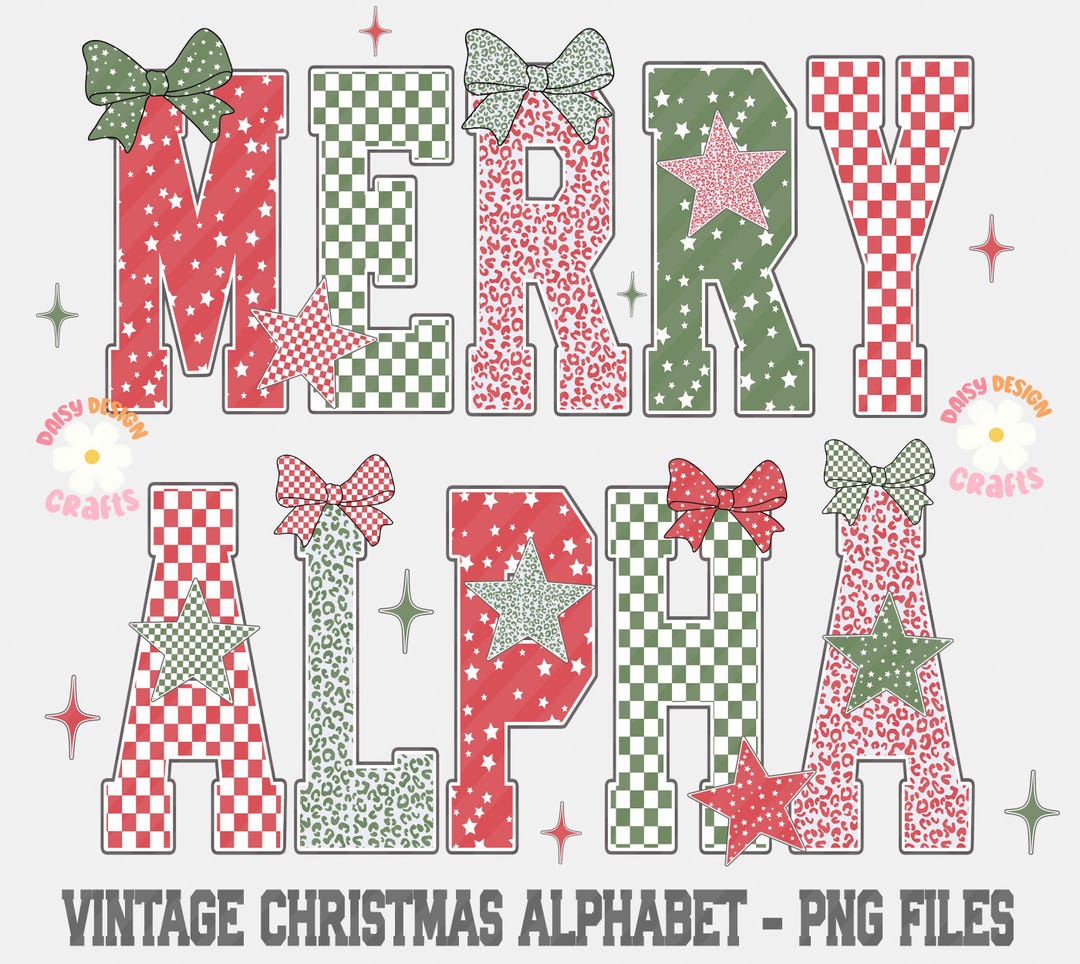 Retro Vintage Christmas Alphabet PNG, Holiday Letter Clipart, Aesthetic ...