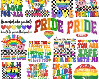 Paquete de PNG de orgullo retro, PNG de orgullo, PNG gay, PNG de orgullo arcoíris, regalo LGBTQ, PNG de justicia social, paquete de sublimación del mes del orgullo gay, lesbiana