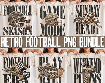 Retro voetbal PNG-bundel, voetbalseizoen PNG, wedstrijddag PNG, voetbalmoeder PNG, camouflage voetbal herfst PNG, herfstsport sublimatieontwerpen
