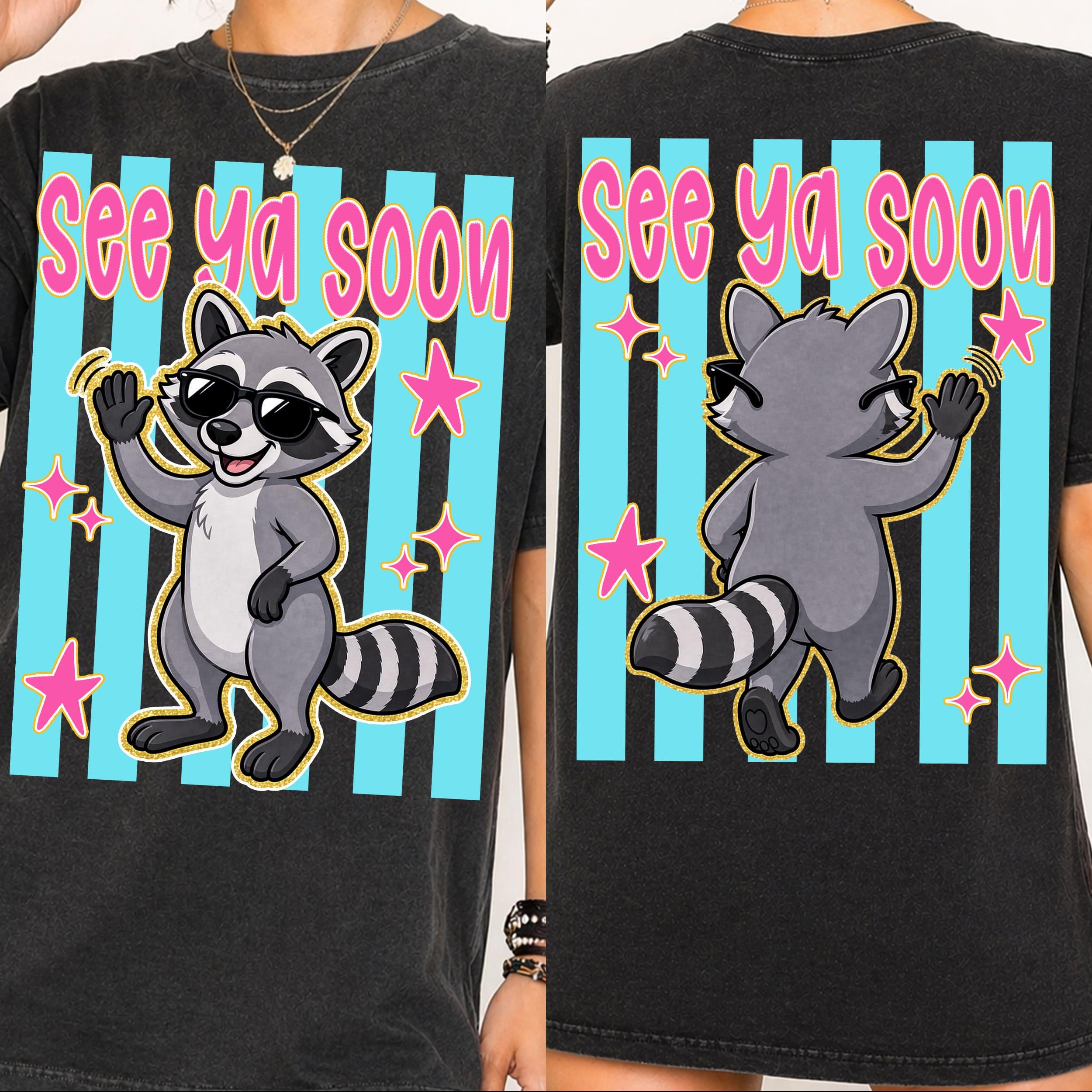 See Ya Soon Raccoon PNG, Funny Goodbye Raccoon Shirt Design, Preppy ...