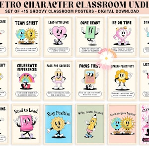 Classroom Posters Mega Bundle Prints Download, Groovy Classroom Poster, Motivation, Growth Mindset, School Printables, Retro Classroom Decor