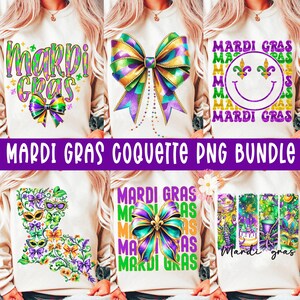 Mardi Gras Bundle Png, Fat Tuesday png, Mardi Gras Coquette Png, Fleur De Lis Png, Louisiana Crawfish Png, Mardi Gras Shirt Sublimation