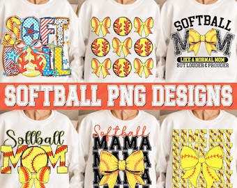 Softball PNG Bundle Coquette Bow Retro Game Day Softball Junkie Mama Tis The Season Summer Nights Heart On That Field Ballpark Kinda Day