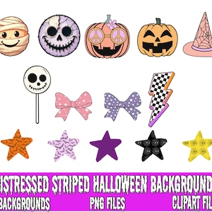 Gestreepte Halloween-leraar PNG-bundel, leraar sublimatie ontwerp, preppy Halloween leraar png, griezelig leraar shirt, trendy leraar clipart afbeelding 8