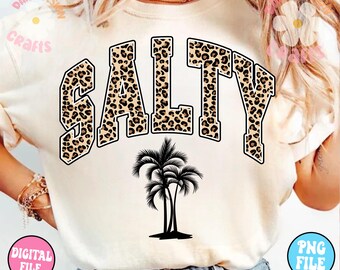Leopard Salty Png, Summer shirt design, Beach png, Retro Summer Png, Summer Sublimation, Summer Beach Designs, Trendy Png, Surf Png