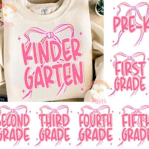 Paquete de material escolar rosa preppy, PNG, Kindergarten 1.er/2.º grado, Primer día de clases, Lazo de maestra, PNG, Lazo de maestra rosa