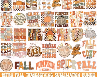Retro Fall Png Bundle, Pumpkin Season Png, Fall Coquette Bow png, Fall Vibes png, Retro Halloween png, Cozy Season png, Autumn Shirt design