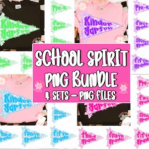 Paquete de PNG de maestro con espíritu escolar, PNG de regreso a clases, Preppy de regreso a clases, diseño de bandera de banderín y lazo coqueto, Espíritu escolar