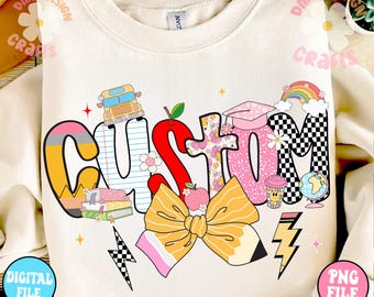 Custom Teacher Name Png, Custom Teacher Design Png, Retro Teacher Png, Custom your name png, Teacher png, Trendy Teacher Sublimation