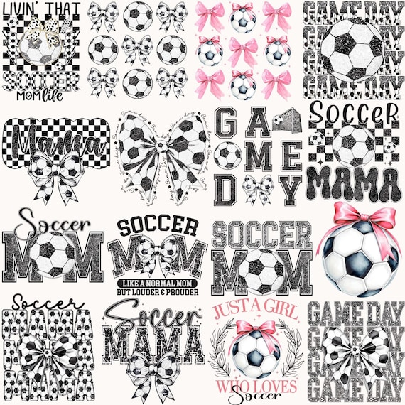 Retro Soccer Mama Bundle PNG, Soccer Mom Png, Soccer Coquette Png, Game Day Sports Shirt Design, Soccer Bow PNG, Coquette Bow PNG Bundle