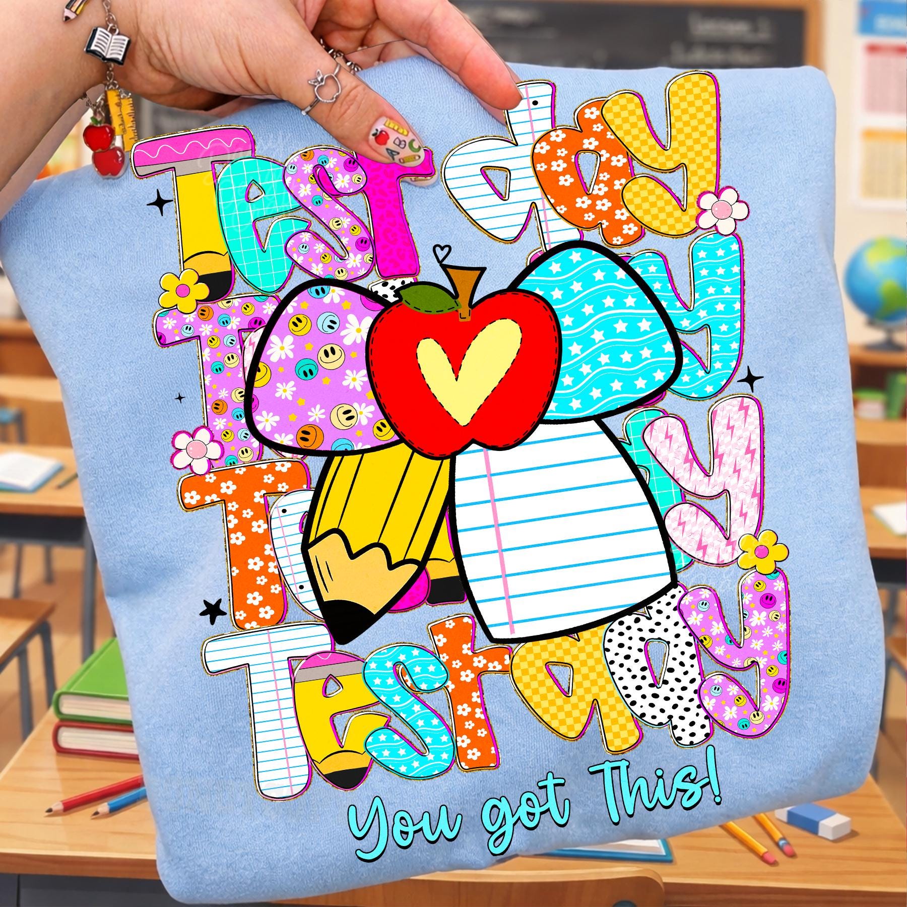 Preppy Test Test Day Teacher Coquette PNG Bundle, You Got This Testing Day Png ...