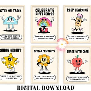 Groovy Educational Posters, Vintage Classroom Decor, Retro Motivational Art, Teacher Supplies, Growth Mindset Wall Art, Digital Download