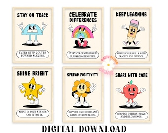 Groovy Lernposter, Vintage Klassenzimmer Dekor, Retro motivierende Kunst, Lehrerbedarf, Wachstumsmentalität, digitaler Download