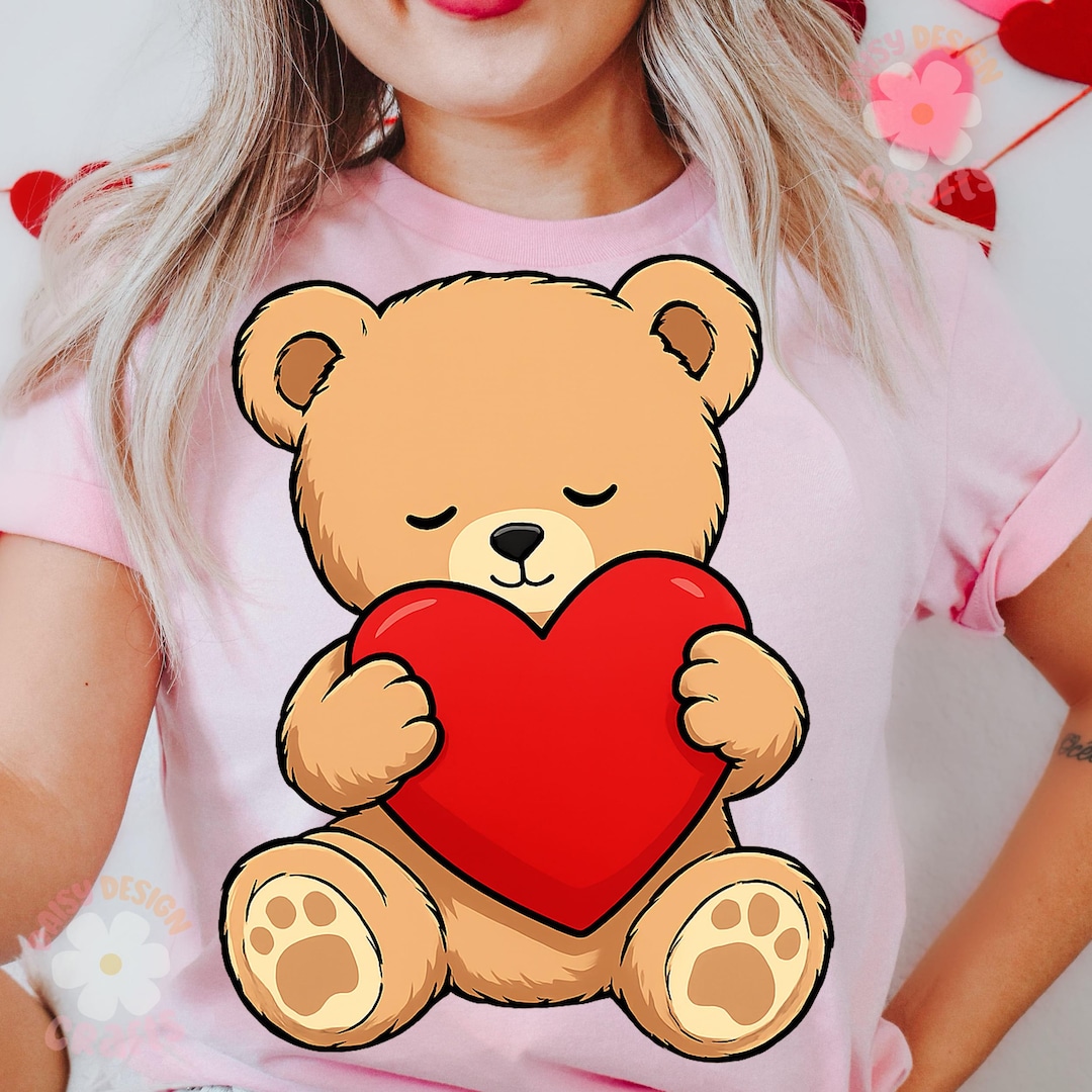 Cute Teddy Bear Valentine PNG, Kids Valentine Bear Holding Heart Design ...