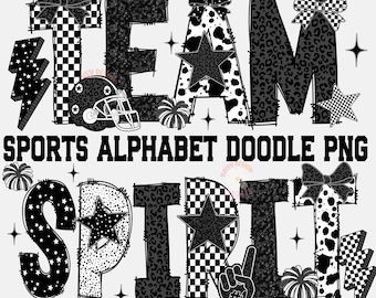 Alfabeto de equipo espiritual (Png), paquete de alfabeto deportivo (Png), archivos de letras (Png), día de juego (Png/Touchdown), paquete de día de juego (Png), paquete de archivos (Png)