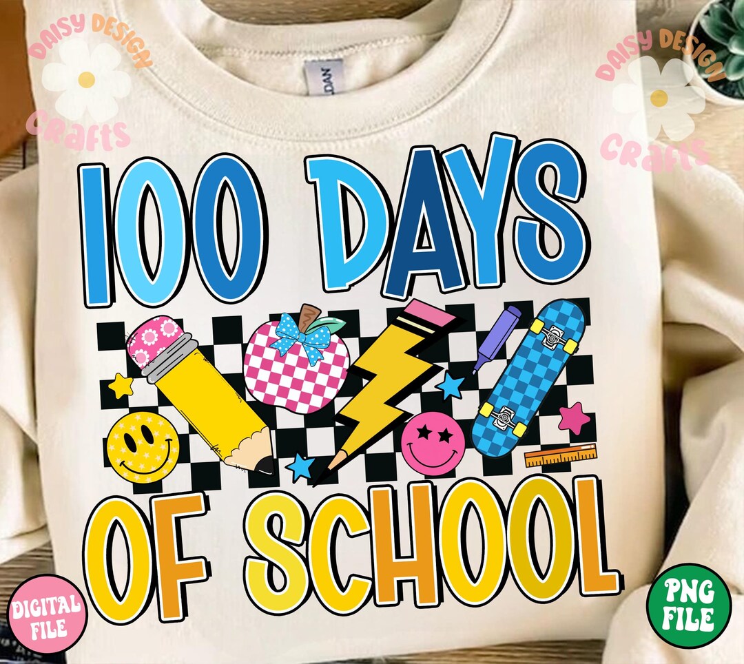 100 Days of School Png, Retro Teacher Png, 100th Day of School Png ...