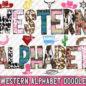 Western Alphabet Png, Western png, Western png Bundle, Doodle font, Western Letters, Doodle Alphabet, Western doodle PNG, sublimation design