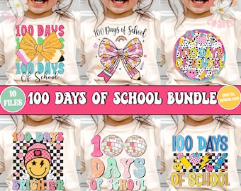 100 Days Of School Png Bundle, 100 Days Png, Back To School, Back To School Png Bundle, Retro Teacher Png, Png Bundle, Teacher Png Bundle