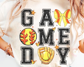 Glitter Softball Game Day Png, Softball Mama Png, Softball Mom Png Sublimation, Coquette Softball Png, Game Day png, Preppy Softball Png
