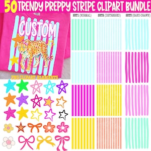 Paquete de más de 50 imágenes PNG de rayas preppy de moda, diseño de fondo de imágenes prediseñadas de rayas neón coloridas, imágenes PNG de rayas desgastadas, fondos PNG de líneas de moda