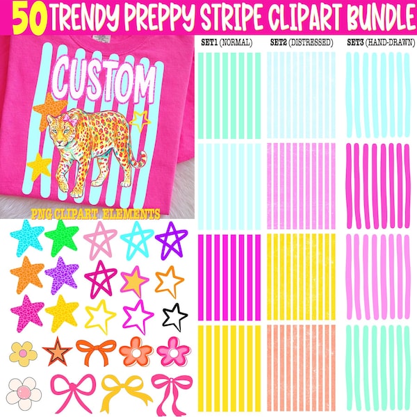 50+ Trendy Preppy Striped Png Bundle, Colorful Neon Stripe Clipart Background Design, Distressed Striped Png, Trendy Lines Backgrounds png