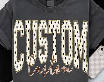 Custom Name Varsity PNG, Polka Dot Glitter Arched Name Design, Personalized Retro Sublimation Text, Digital Download